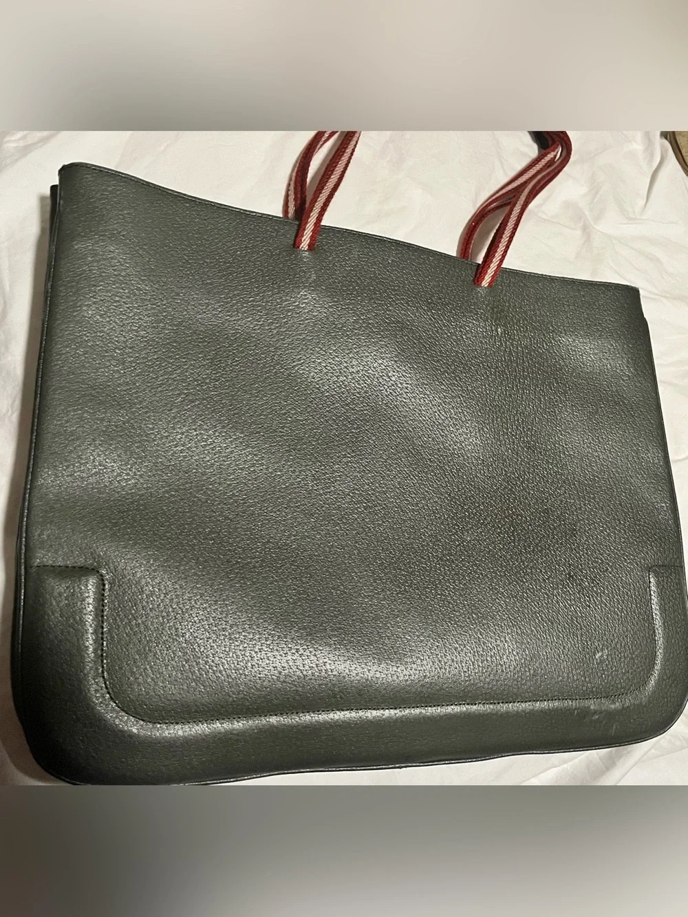 Bally Black Leather Tote Bag with Red Strap Accents